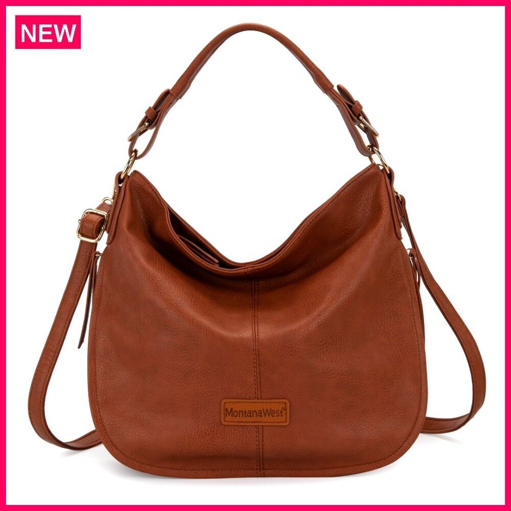 Large Vegan Leather Hobo Shoulder Bag with Adjustable Strap